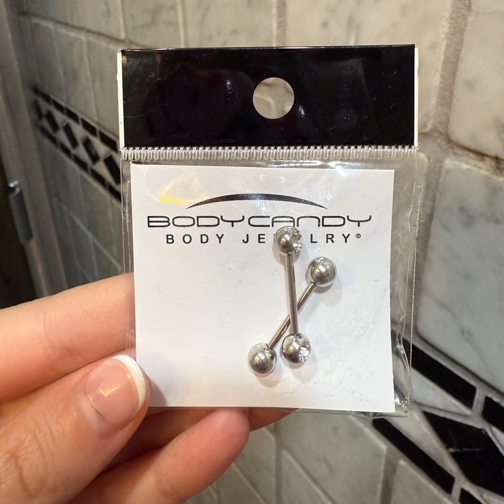 Body Candy 14G Nipple Barbells 316L Surgical Steel 16mm Pair